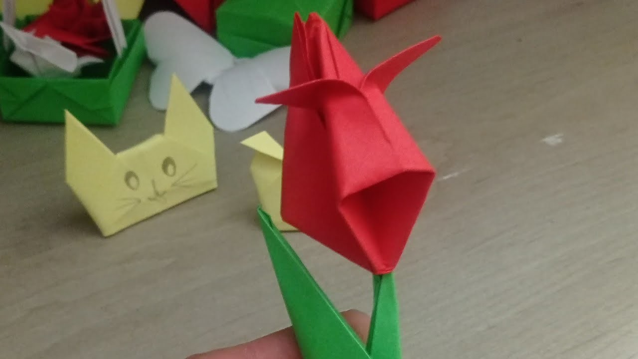 How to make a tulip ???? ???? in 24 step - with paper - Origami