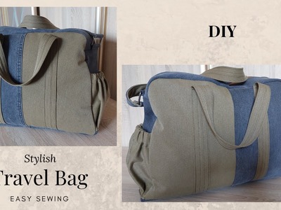 How to sew a stylish Travel Bag.travel bag tutorial.sewing a denim travel bag.handbag diy.recycling