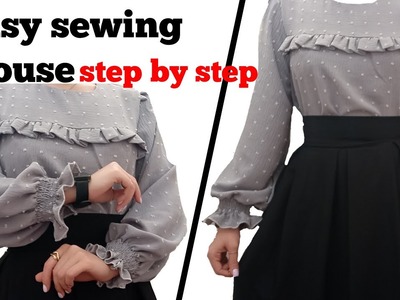 How to sew practical blouse for women.step by step sewing tutorial for beginner