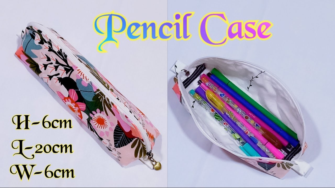 How to sew school supplies fabric pencil box? DIY pencil case open wide.Handmade multipurpose pouch.