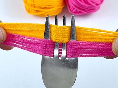 It's so Cute Hand Embroidery Flower Design - Flower Craft Idea with Fork