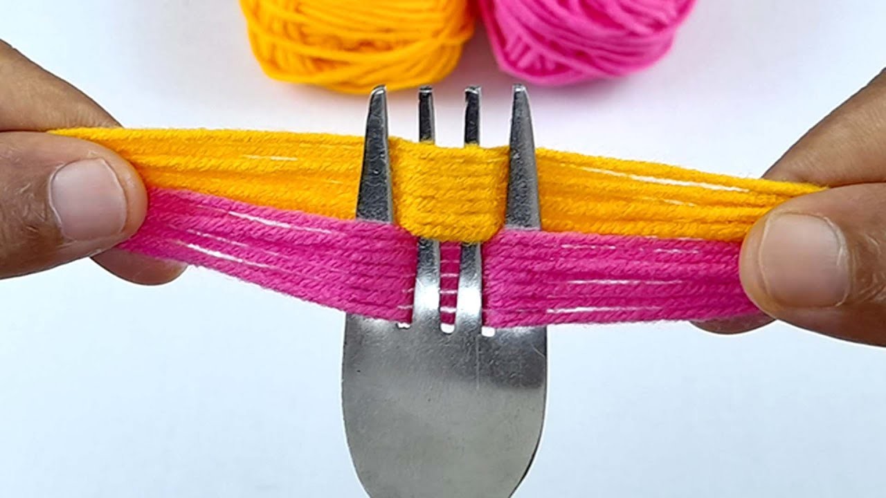 It's so Cute Hand Embroidery Flower Design - Flower Craft Idea with Fork