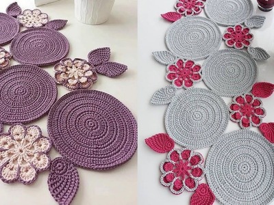 Most Beautiful Fun Crochet Patterns Crochet Table Runner Flower Applique Design 2023