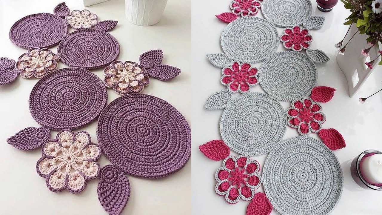 Most Beautiful Fun Crochet Patterns Crochet Table Runner Flower Applique Design 2023