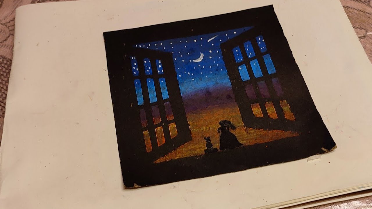 Oil pastel Drawing Easy  |  Easy Night  Scenery Drawing Step By Step #creativeworldofnasrin#art