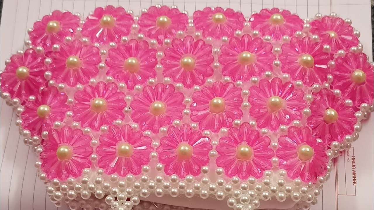 Pink flower purse. How to make beaded purse