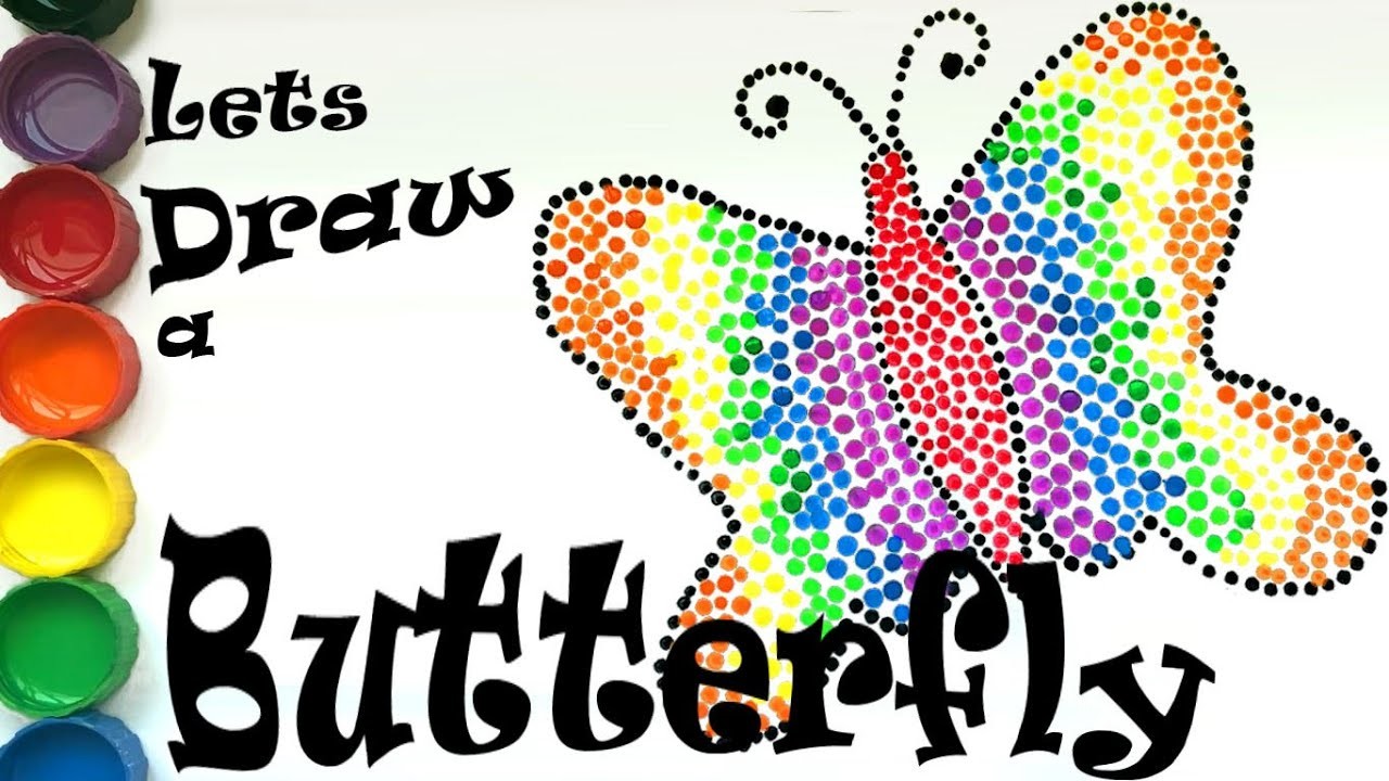 Rainbow Butterfly with dots | Educational Videos for Kids & Toddlers | Learn to Draw & Color | Spots