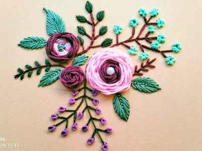 Silk Ribbonpunch embroidery #fency  Flowers Design #diyembroideryflowers #stitches Embroidery
