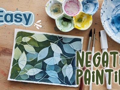 The EASIEST way to learn Negative Painting Technique | watercolor painting for beginners