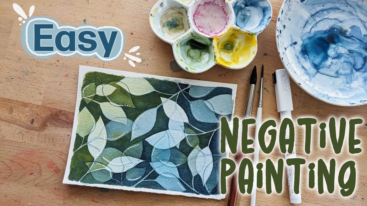 The EASIEST way to learn Negative Painting Technique | watercolor painting for beginners