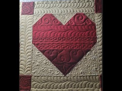 Tutorial Heart Table Runner Part 3 Free motion longarm quilting feathers hearts loops and curls