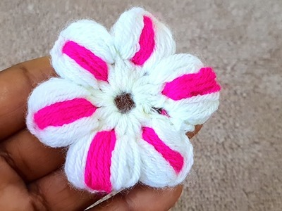 Very easy and beautiful Crochet Flower pattern, woolen flower design, Crosia ke design