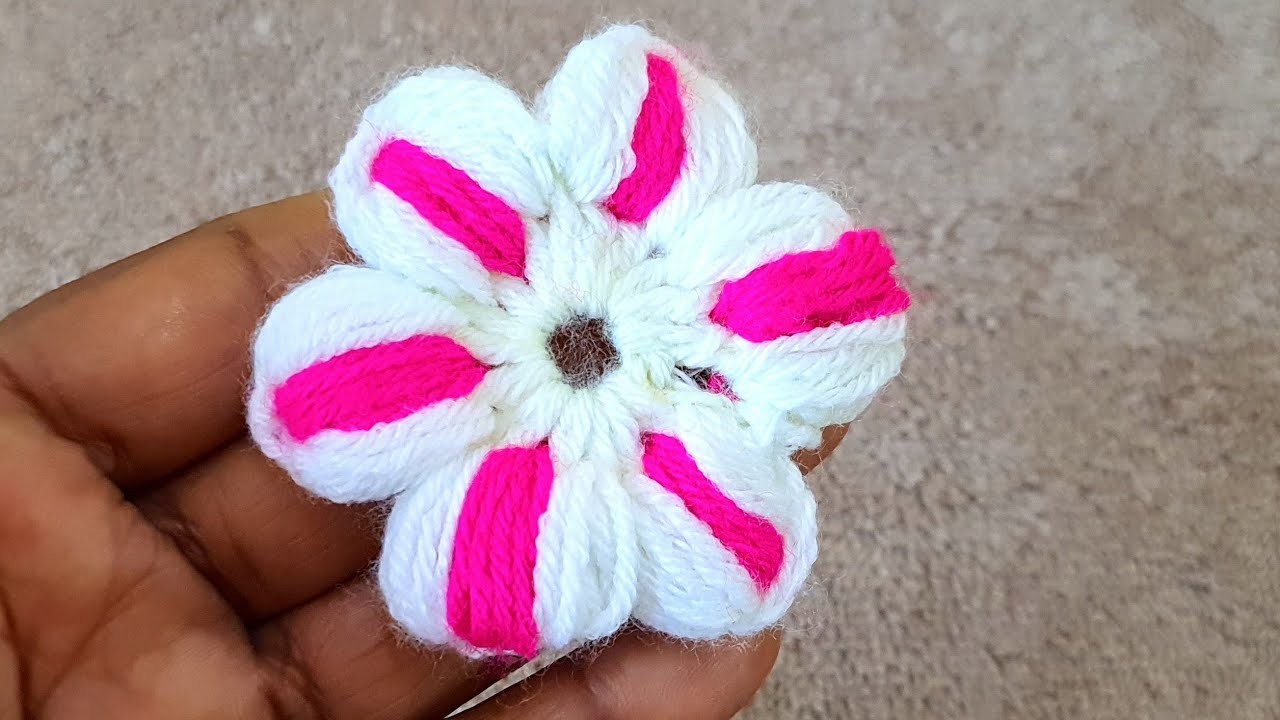 Very easy and beautiful Crochet Flower pattern, woolen flower design, Crosia ke design