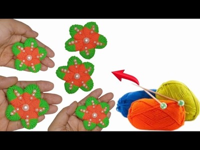 Woolen Flower Making Idea - How to Make Beautiful Flower with Yarn - Amazing Woolen crafts
