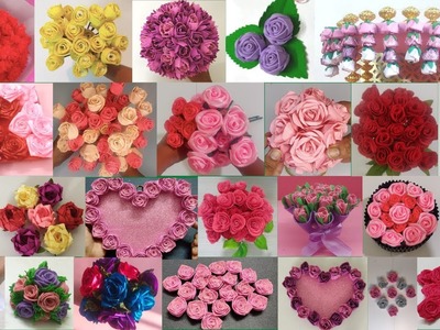 29 Rose Flowers Making Ideas | DIY Roses | 29 Home Decoration Ideas |  Kia's Creations |Wall Hanging