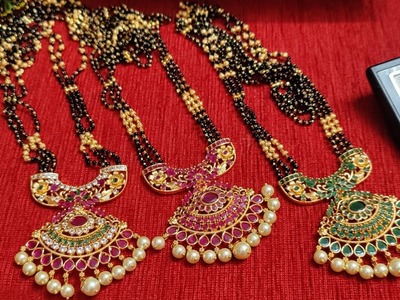 Beautiful black beads,step chains ,mutyala sets@8431929085