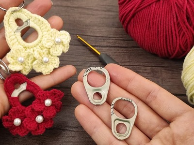 ???? Beautiful Crochet Keychain Flower ???? Super Fast Crochet Gifts | ???? Güzel Tığ Anahtarlık