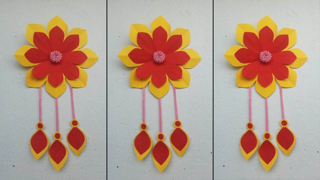 Beautiful Paper Flower Wall Hanging. Paper craft For Home Decoration. DIY Wall Hanging. Wall Mate