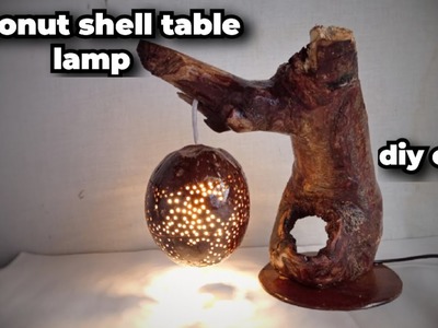 Coconut shell table lamp craft | coconut shell craft ideas | table lamp making