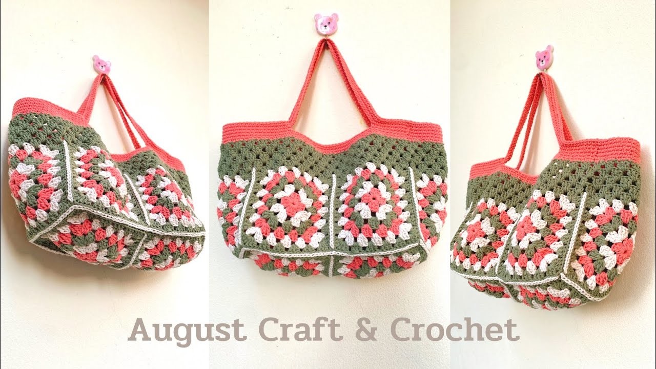 CROCHET BAG : How to crochet granny square hand bag super easy for beginners.