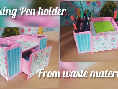 Desk Organizer DIY.making pen holder from waste material #craft #deskorganizer #wastematerialcraft ????