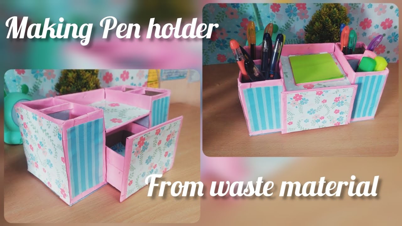 Desk Organizer DIY.making pen holder from waste material #craft #deskorganizer #wastematerialcraft ????