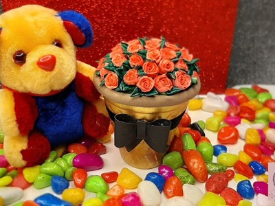 DIY bouquet pot made with kulhad || DIY rose bouquet pot
