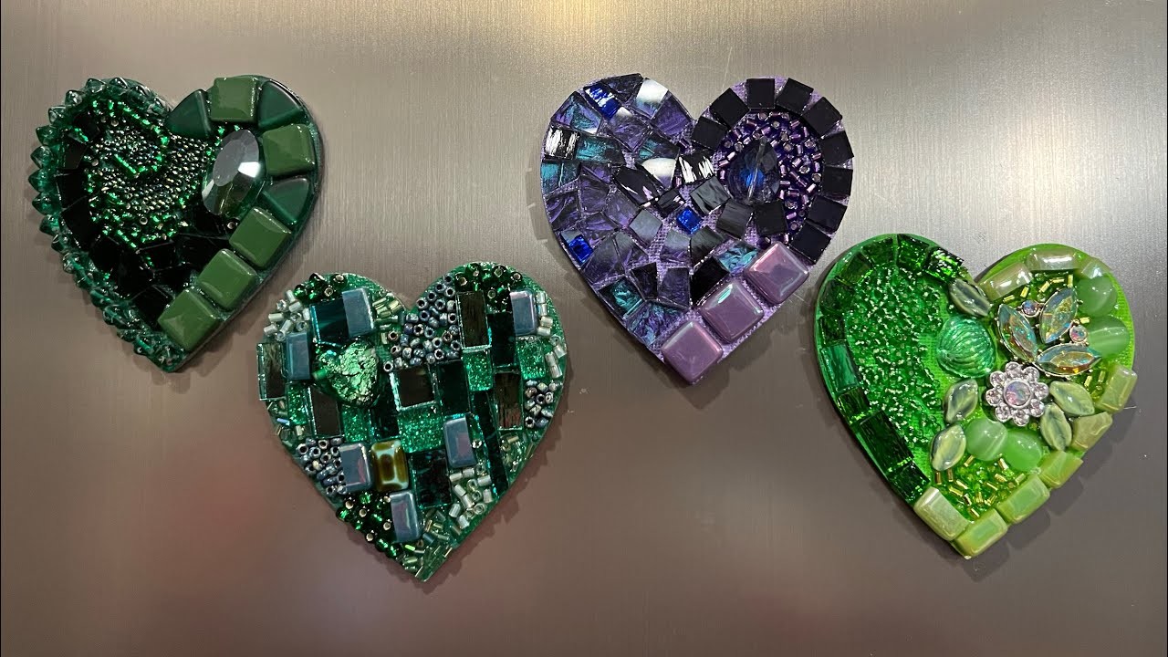 Ep. 141 FOUR VALENTINE'S DAY MOSAIC HEART MAGNETS + WORD BANNER FOR THE ST. MARK MOSAIC!