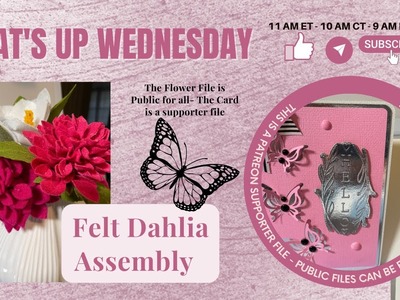 Felt Dahlia flower &  Butterfly Card