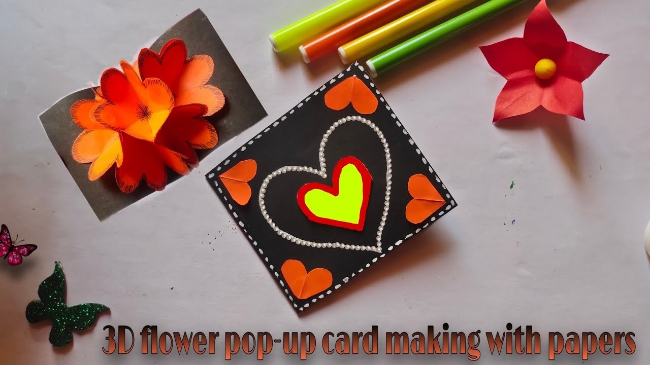 Flower pop-up card | Diy 3D flower pop-up card | Small pop-up card | Paper Crafts