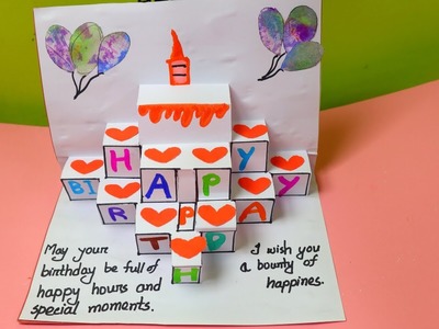 Handmade birthday pop-up greeting card. How to make Happy birthday Card