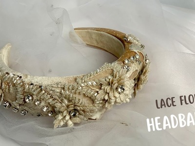 Handmade velvet padded tiara headband with lace. Jewelry headband