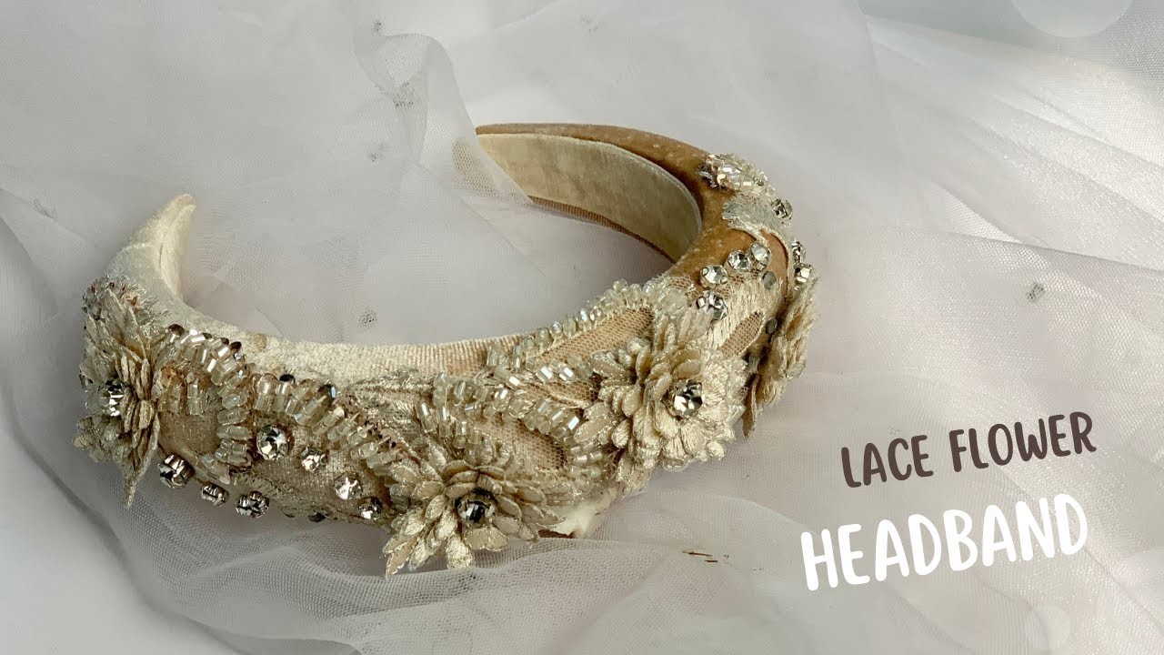 Handmade velvet padded tiara headband with lace. Jewelry headband