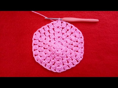 How to crochet cluster stitch pattern in round shape #diy #kushicrochet