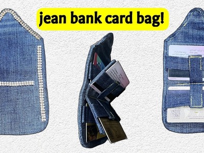 How to make a beautiful bank card bag from old jeans! DIY