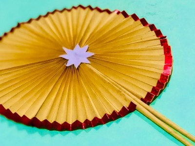 How to make a paper fan. making origami paper fan DIY