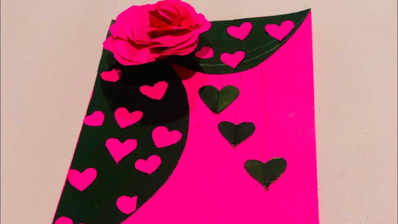 How to make a valentineday card with origami paper.making valentineday card flower DIY