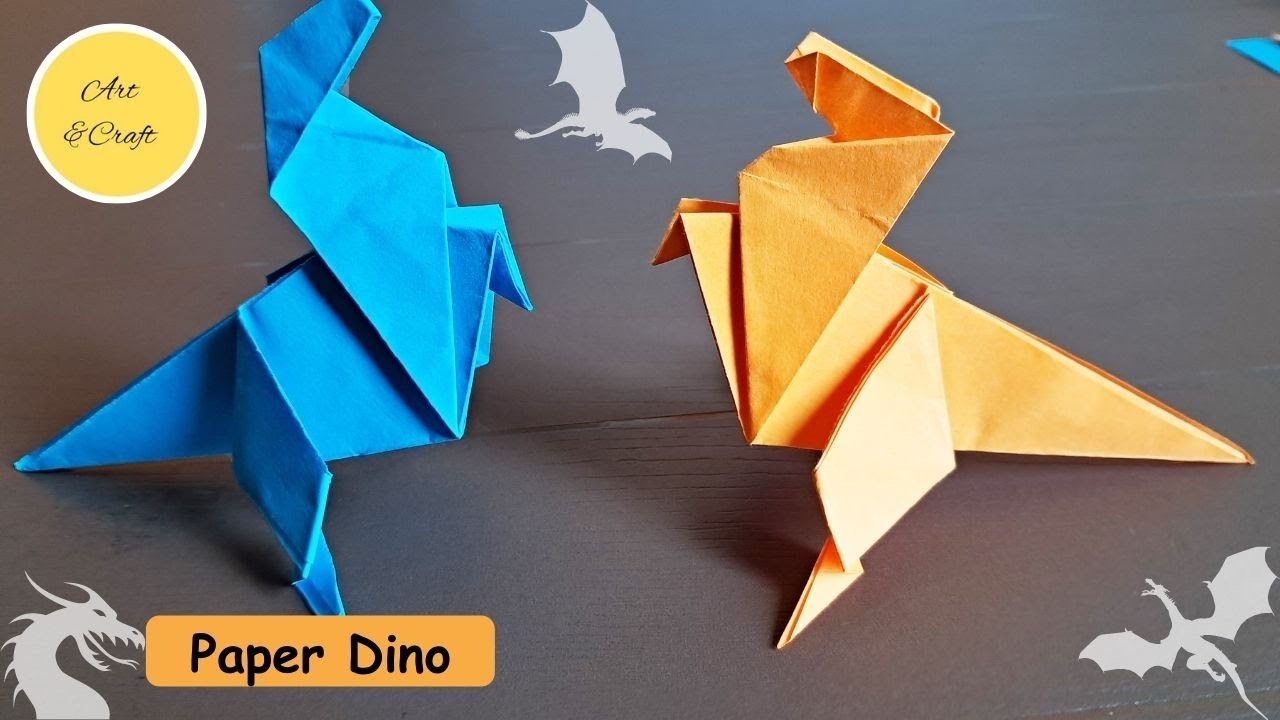 How to make Paper Dinosaur.Easy Origami for beginner