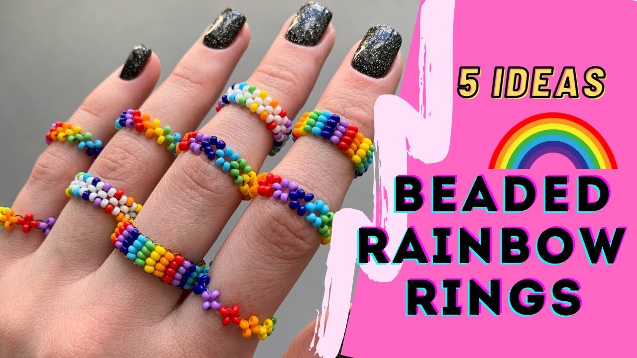 Rainbow beaded rings 5 ideas