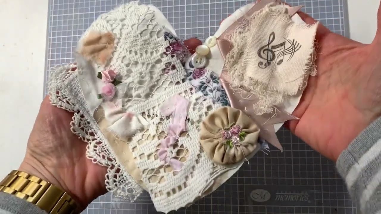 ????SLOW STITCH with me in #sewmyheart MADE SHABBY with BUTTONS, LACE & YO-YO’s????