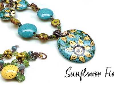 Sunflower Fields Necklace & Bracelet DIY Jewelry Tutorial Featuring Damyanah Studio Artisan Beads!????