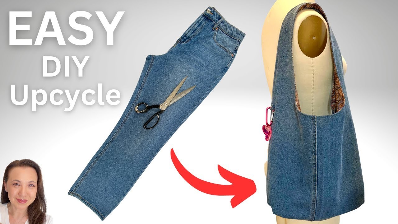 Upcycling Jeans into a DIY Lined Hobo Bag - NO zipper  Easy Sew to Sell