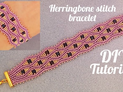Wave bracelet.Winding bracelet.Herringbone stitch.Easy jewelry making at home.Diy Beading
