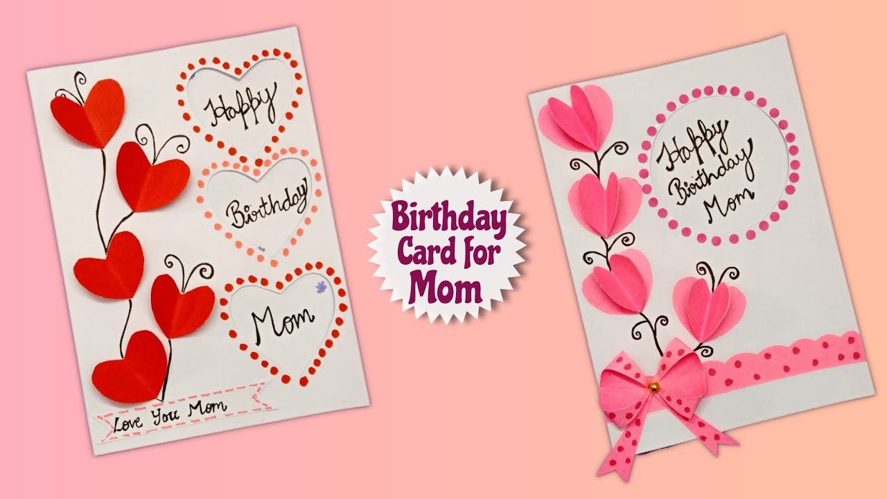 White Paper Birthday Greeting Cards for MOM????❤️.MOM Birthday Cards.Handmade Card.Special Card.DIY