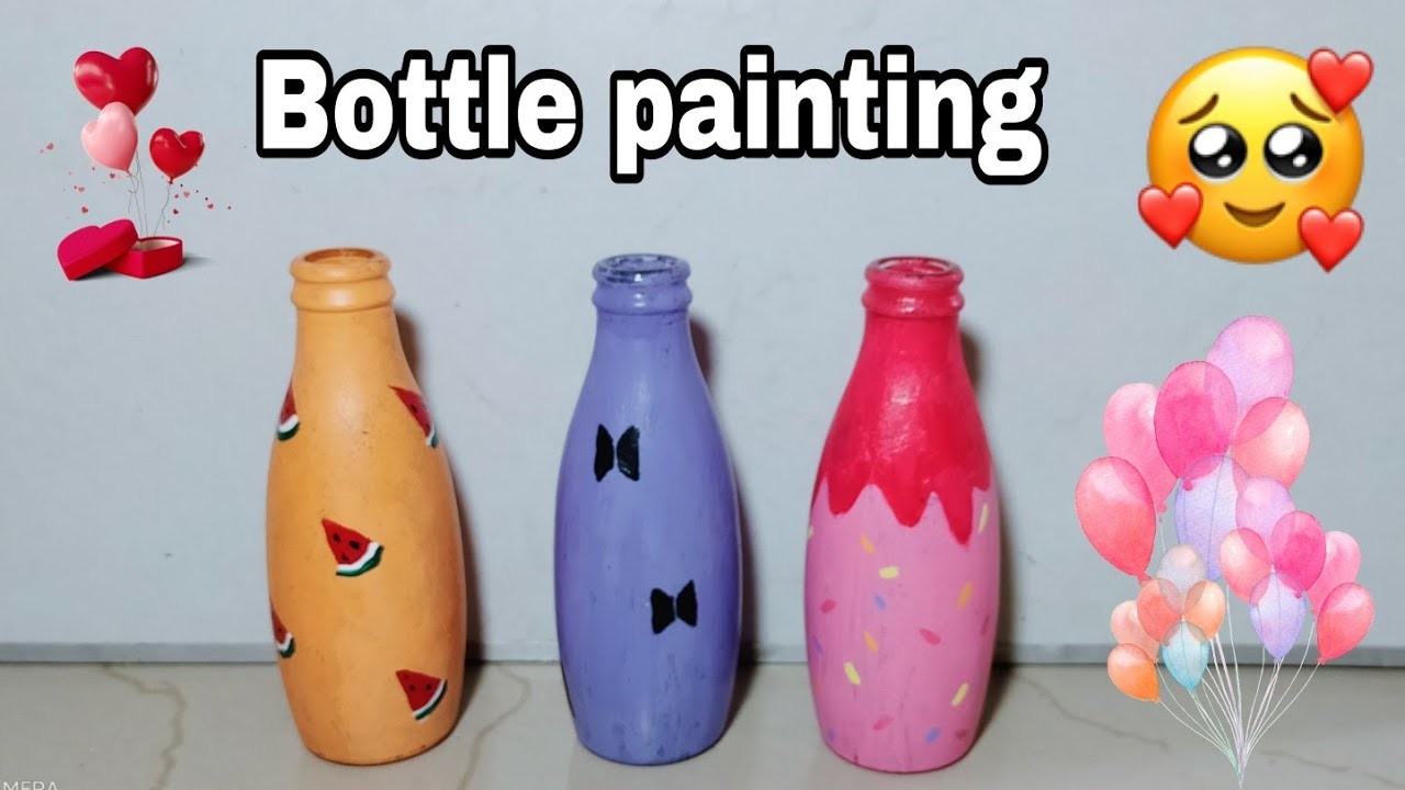 3 different bottle painting.bottle painting.bottle painting tutorial#bottlepainting #howtomake #diy