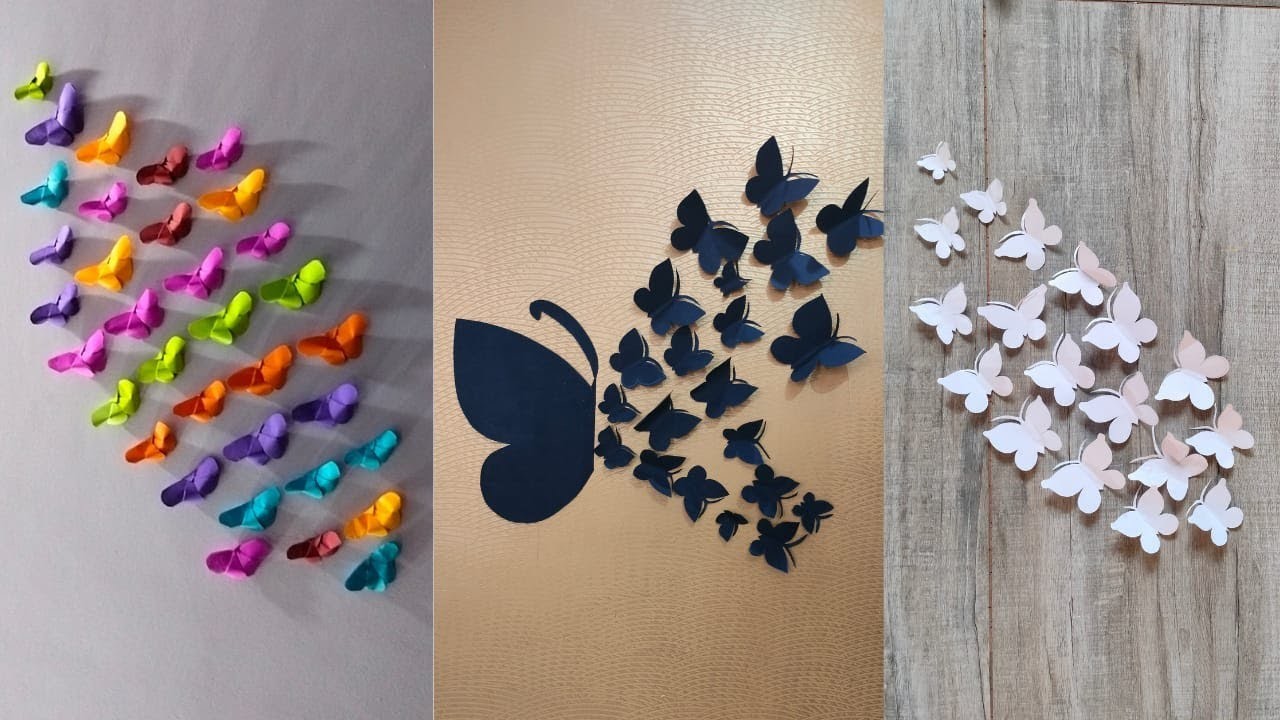 3 DIY Room Decor Ideas With Paper Butterfly.Wall Decor Idea.How To Make Paper Butterfly Wall Art#diy