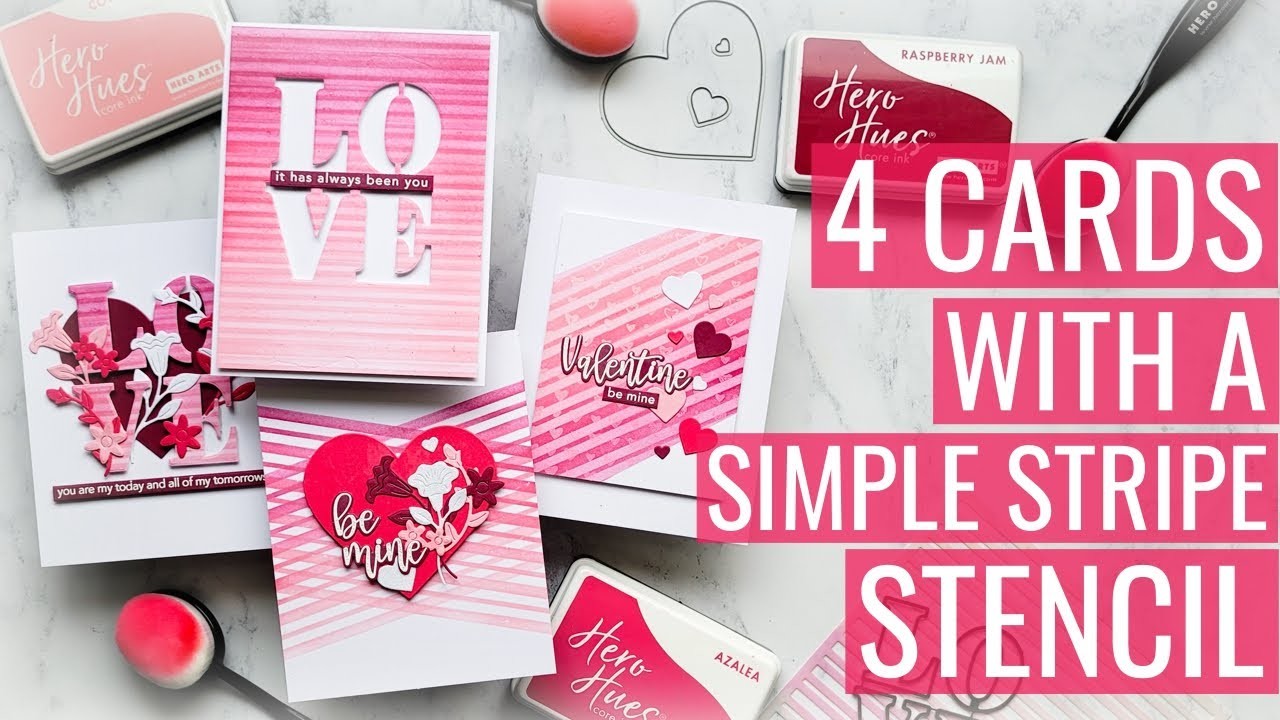 4 Cards with a Simple Stripe Stencil: It's a Tummy Bug