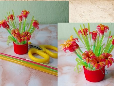Beautiful decor idea with straws ???????? #diy #bestoutofwaste #flowers