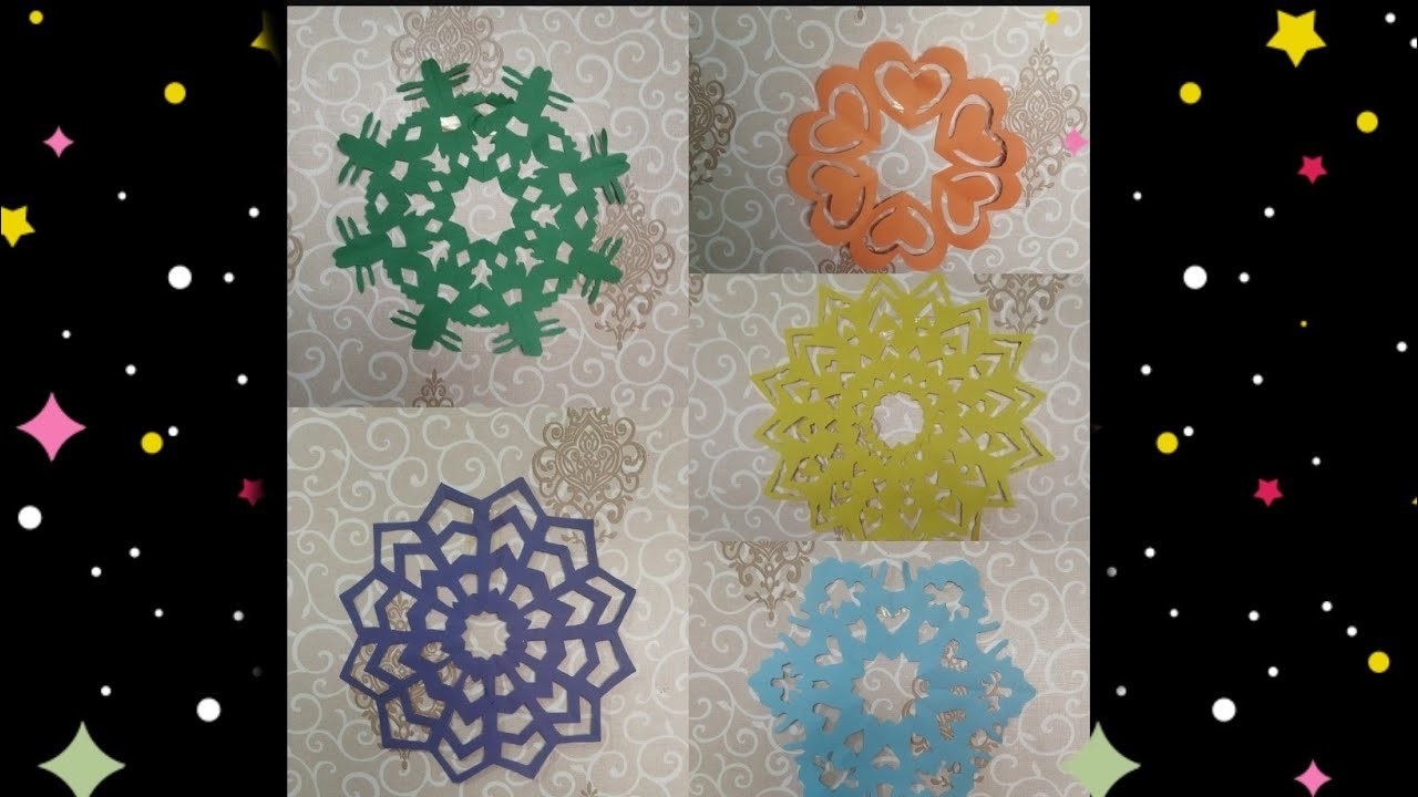 Coloured Snow Flakes.Wall decorations. Paper craft
