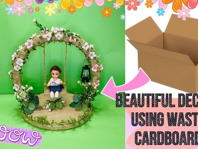 Diy doll swing decoration using waste material.diy decoration ideas. home decore. diy jute decor